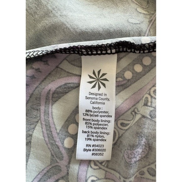 Athleta Gray Purple Paisley Racerback Tankini Swim Top Size Medium - Picture 7 of 7